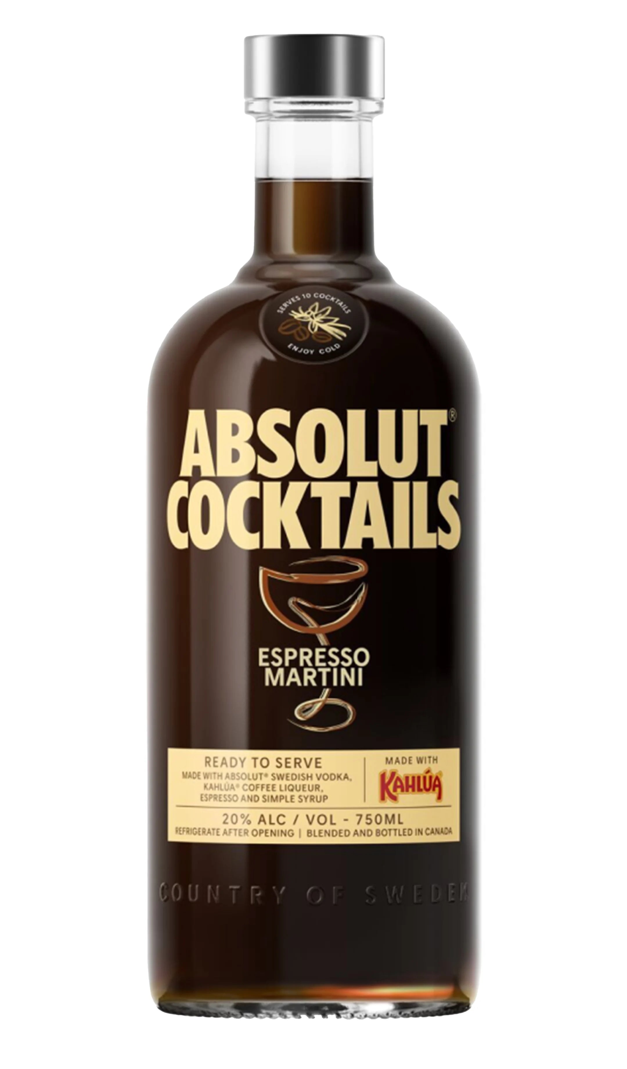 Absolut Cocktails Espresso Martini made with Kahlua 750 ML