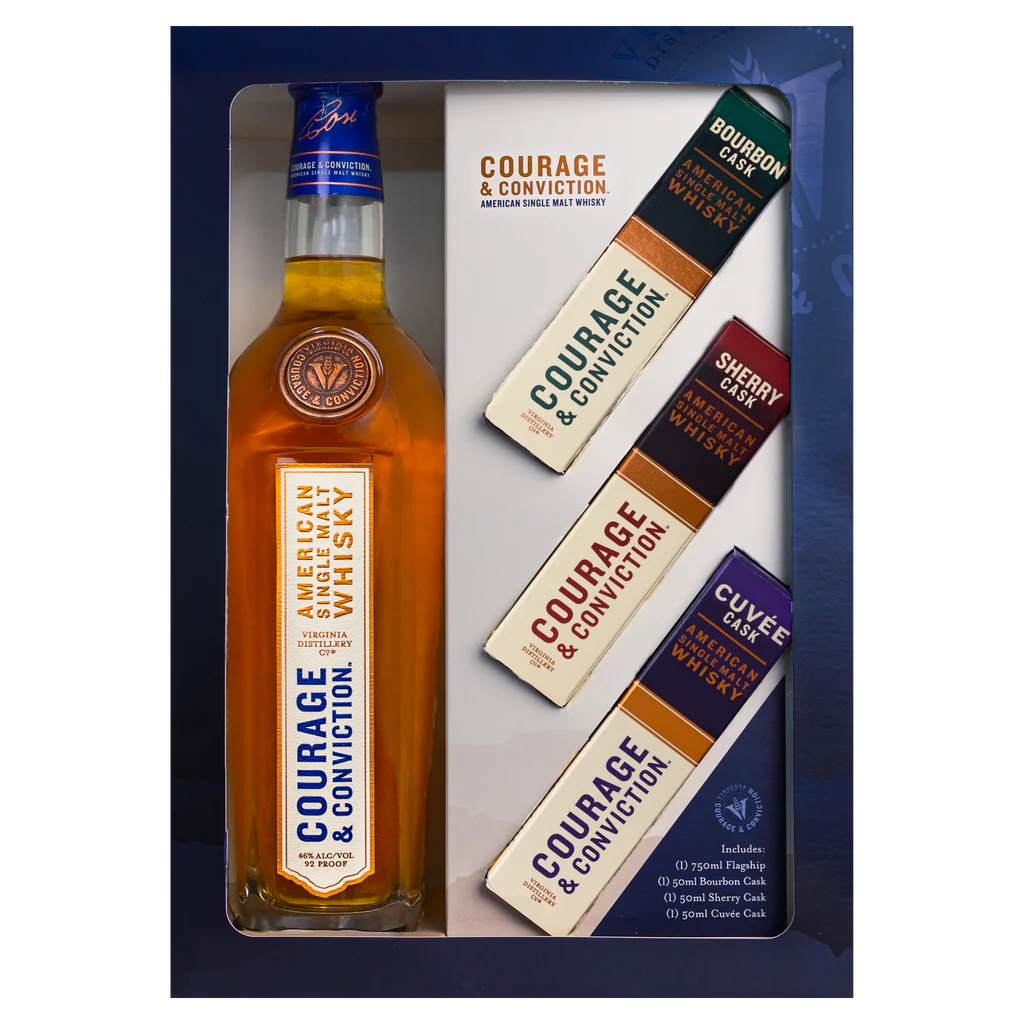 Virginia Distillery Co Courage and Conviction American Single Malt Gift Set /w 50ml 750 ml